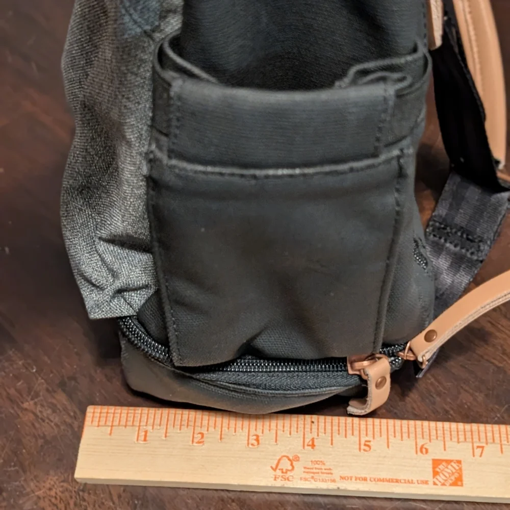 Petunia Pickle Bottom Pivot Black and Gray Diaper Bag, Rose Gold Hardware.